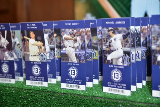 Yankee Tickets Place Cards with Custom Logo & Photos