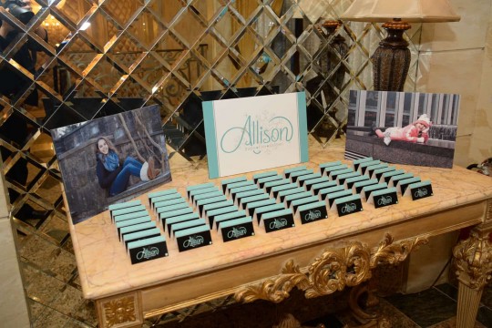 Winter Themed Bat Mitzvah Place Cards with Custom Logo