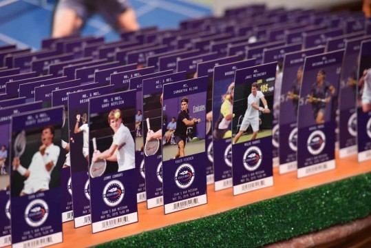 Tennis Ticket Place Cards with Custom Logo & Player Photos