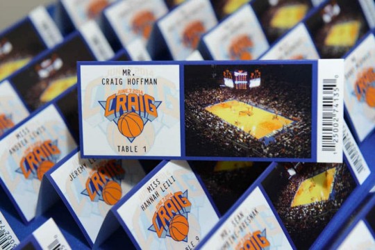 Knicks Themed Fold Over Ticket Place Cards