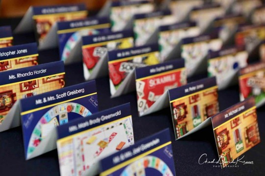 Board Games Themed Seating Cards with Custom Game Images