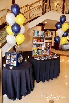 Board Games Themed Seating Card Display with Custom Place Cards & Gift Box at Glen Island Harbour Club