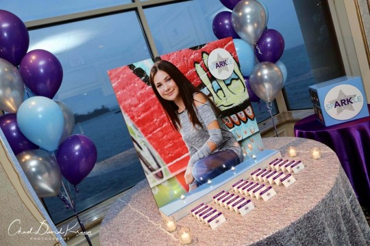 Bat Mitzvah Seating Card Display with Blowup Photo & Custom Logo Place Cards