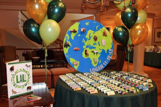 Animal Planet Themed Seating Card Display with Custom Seating Cards