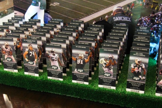 Jets Ticket Place Cards with Photos of Players
