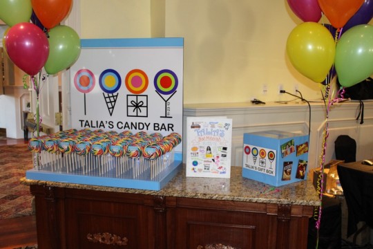 Candy Themed Seating Card Display with Whirly Pop Place Cards