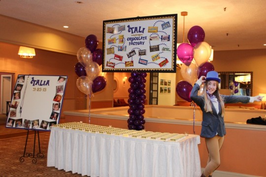 Wonka Themed Seating Card Display With Candy Map & Golden Ticket Place Cards