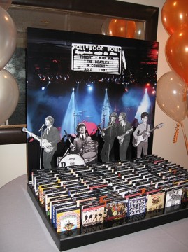 Beatles Themed Seating Card Display with Beatles Cutouts