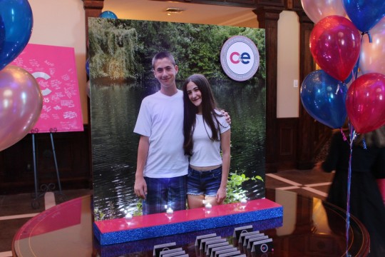 Bnai Mitzvah Seating Card Display with Blowup Photo & Logo Place Cards