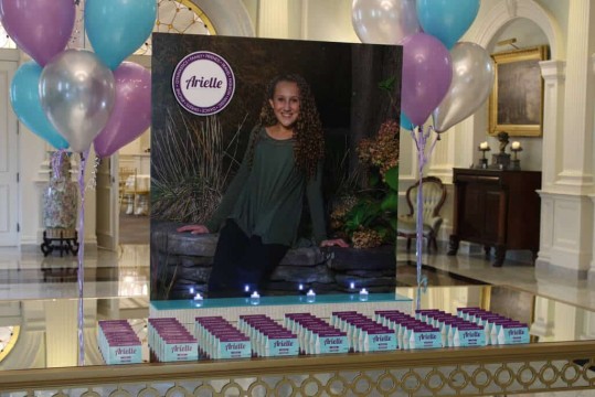 Blowup Photo Seating Card Display with Custom Logo Place Cards
