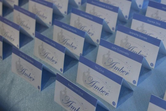 Cinderella Themed Sweet Sixteen Place Cards with Custom Logo