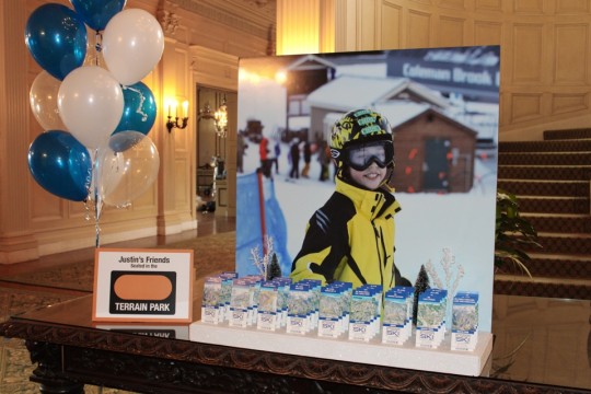 Ski Themed Bar Mitzvah Seating Card Display with Blowup Photo