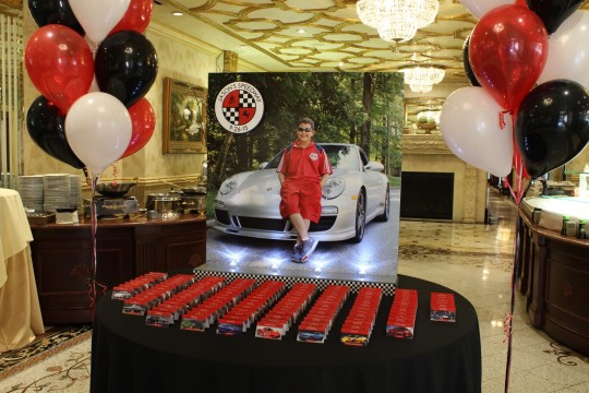 Car Themed Seating Card Display with Blowup Photo & Logo