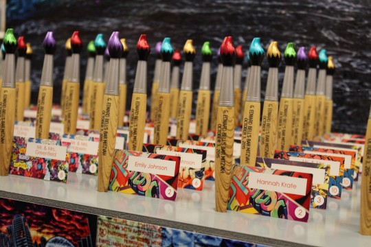 Paintbrush Pens with Custom Graffiti Place Cards