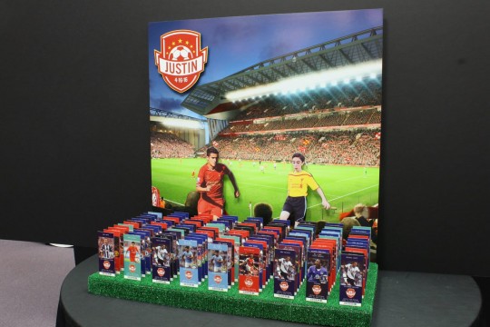 Soccer Themed Seating Card Display with Custom Sports Ticket Place Cards