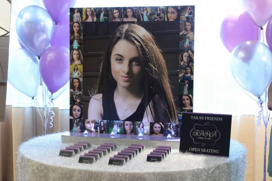 Sweet Sixteen Seating Card Display with Blowup Photo & Photo Border