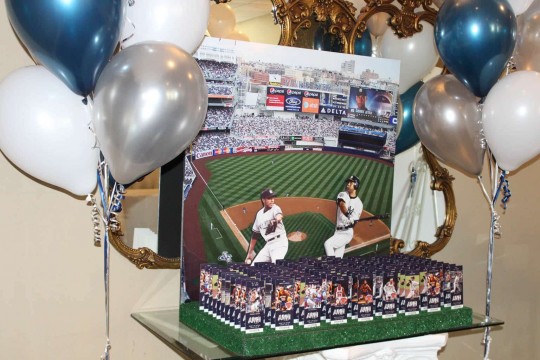 Yankees Seating Card Display for Baseball & Basketball Themed Bar Mitzvah