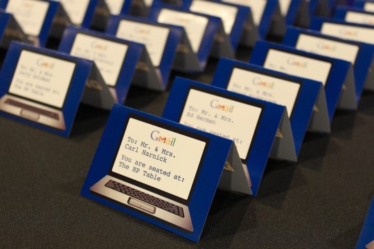 Computer Themed Place Cards for Technology Themed Bar Mitzvah