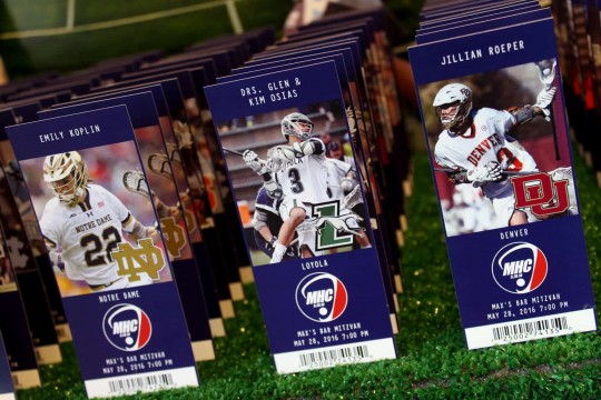 Lacrosse Ticket Place Cards with College Team Logos & Player Photos