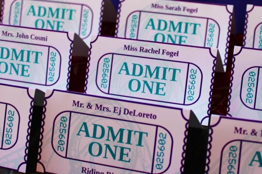 Amusement Park Themed Ticket Place Cards