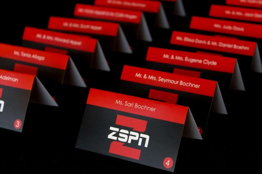 ESPN Themed Bar Mitzvah with Custom Logo Place Cards