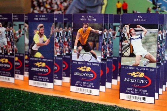 Tennis Sports Ticket Place Cards with Photos of Players & Custom Logo