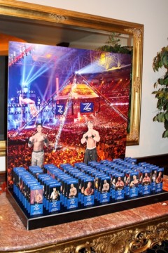 Wrestling Themed Seating Card Display with Cutout Photos