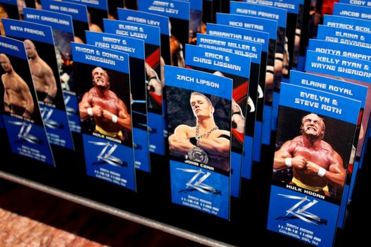 Wrestling Themed Bar Mitzvah Ticket Place Cards with Photos