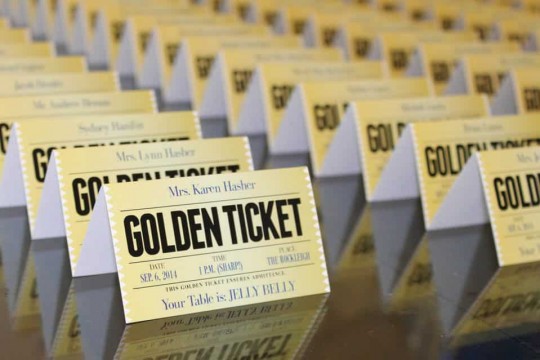 Custom Wonka Golden Ticket Place Cards