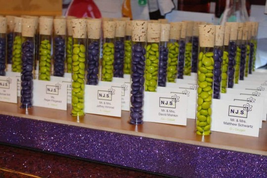 M&M Test Tube Place Cards for Science Themed Bar Mitzvah