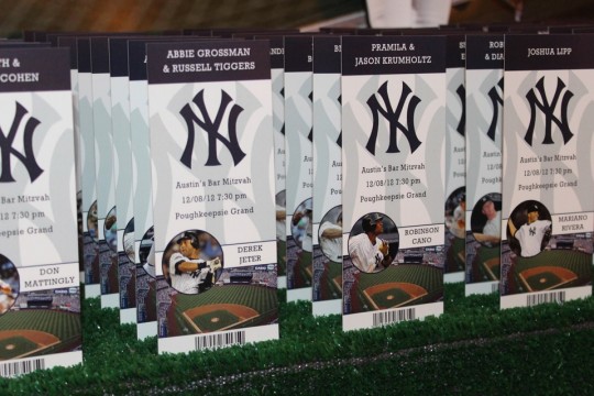 Yankee Ticket Place Cards with Player Photos