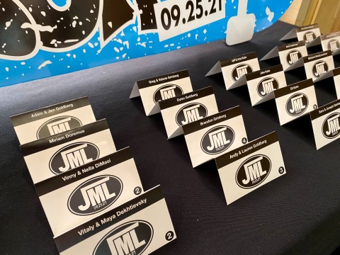 Custom Logo Fold Over Place Cards for Skateboard Themed Bar Mitzvah Decor