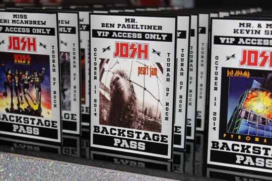 Music Themed Backstage Pass Place Cards with Album Cover Images