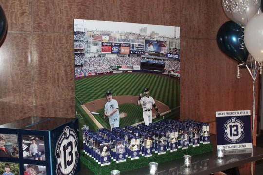 Yankees Themed Seating Card Display with Yankee Tickets