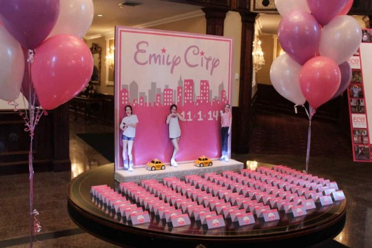 Everything Girl Themed Seating Card Display with Custom Logo & Photo Cutouts