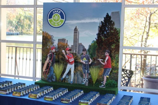 Central Park Themed Seating Card Display with Blowup Photo & Cutouts