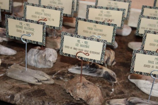 Custom Bar Mitzvah Place Cards with Driftwood Place Card Holders