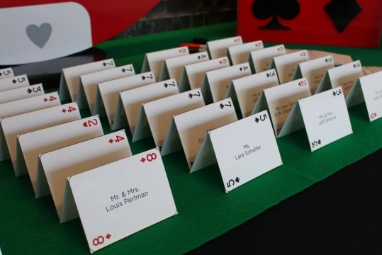 Playing Card Place Cards for Casino Themed Bar Mitzvah