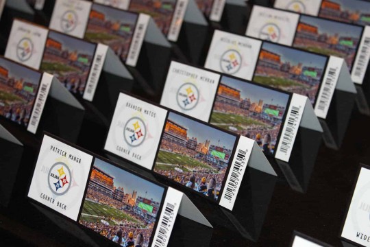 Fold Over Ticket Place Cards for Steelers Themed Bar Mitzvah