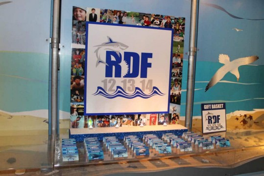 Shark Themed Seating Card Display with Custom Logo & Photo Border