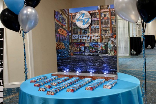 Graffiti Themed Bar Mitzvah Seating Card Display with Custom Place Cards