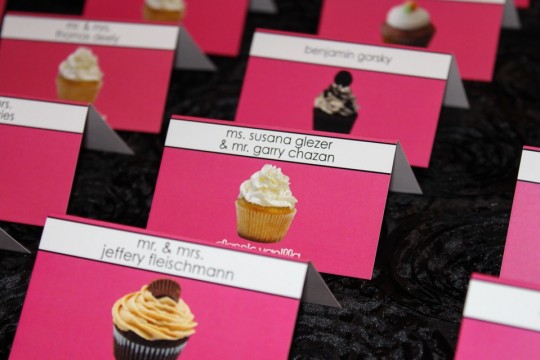 Cupcake Themed Bat Mitzvah Place Cards with Cupcake Images