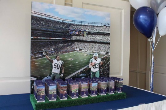 Jets Stadium Display with Cutout Players & Custom Tickets