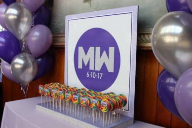 Candy Themed Seating Card Display with Custom Logo