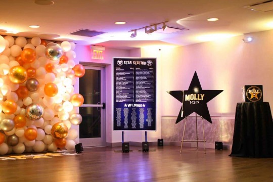 Giant Seating Chart Poster with LED Uplights for Hollywood Themed Bat Mitzvah