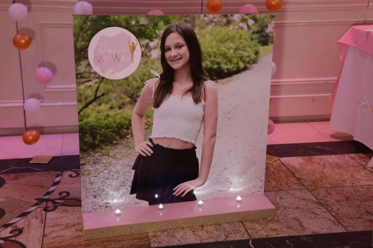 Blowup Photo Seating Card Display for Dance Themed Bat Mitzvah