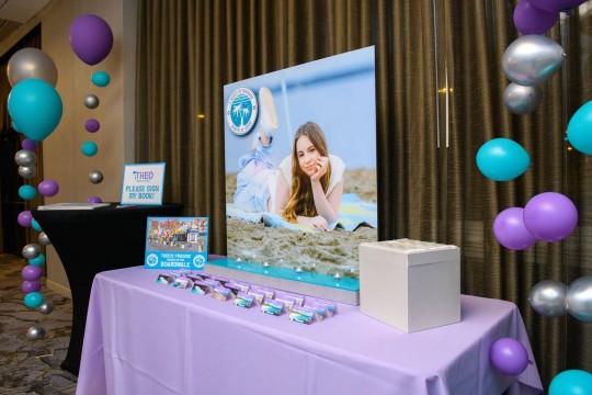 Blowup Photo Seating Card Display for Beach Themed Bat Mitzvah