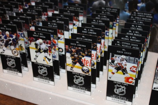 Hockey Ticket Place Cards with Custom Logo & Player Photos