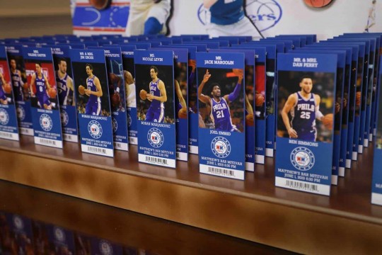 Sixers Basketball Ticket Place Cards  with Player Images and Custom Logo
