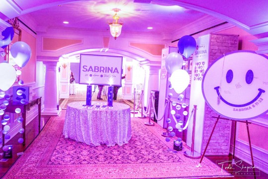 Bat Mitzvah Entrance Decor with Custom Sign in Board & Bubble Balloons